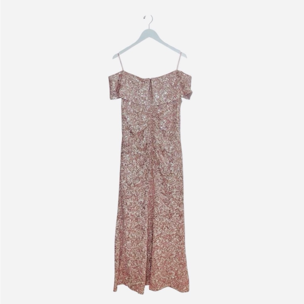 XSCAPE Blush Pink Floral Embroidery Off the Shoulder Sheath Dress Plus Size 16W - Picture 6 of 7